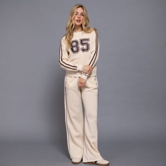 85 and Out Pant Set (Cream) - Brina Girlz Kloset