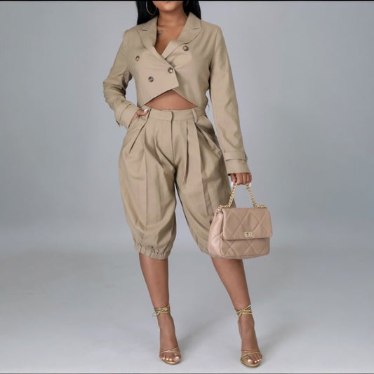 Alexa Khaki Short Set - Brina Girlz Kloset