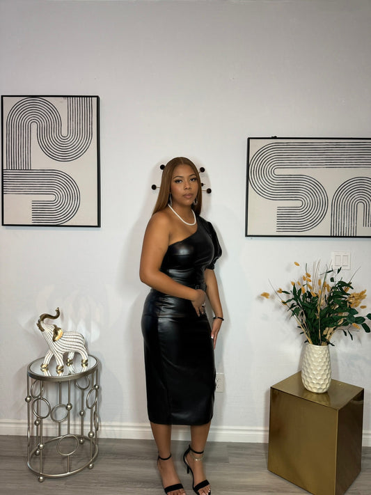 Amber Leather Dress - Brina Girlz Kloset