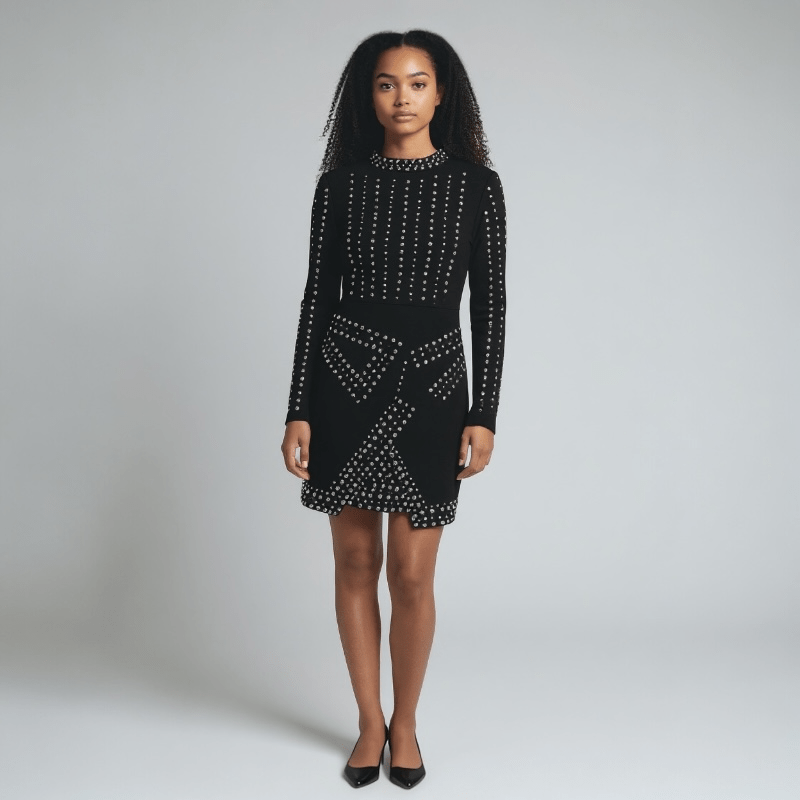 Black Studded Dress - Brina Girlz Kloset