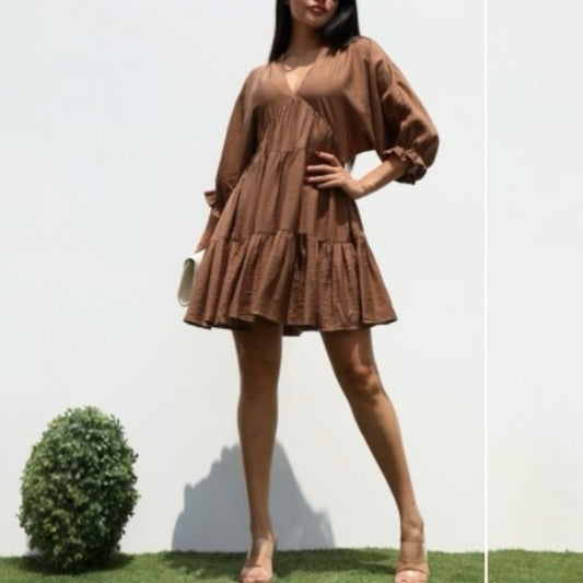 Linnea Mini Dress (Cocoa) - Brina Girlz Kloset