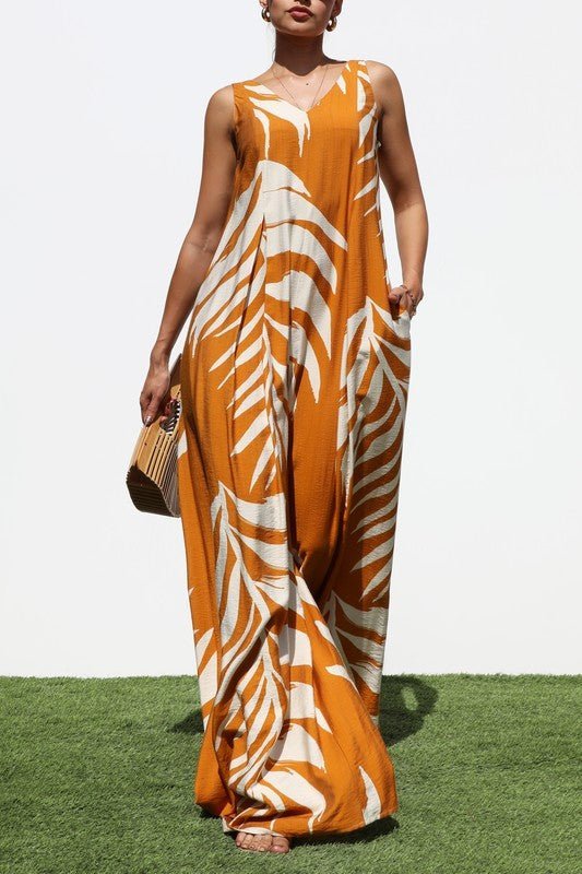 Serenity Floral Jumpsuit (orange) - Brina Girlz Kloset