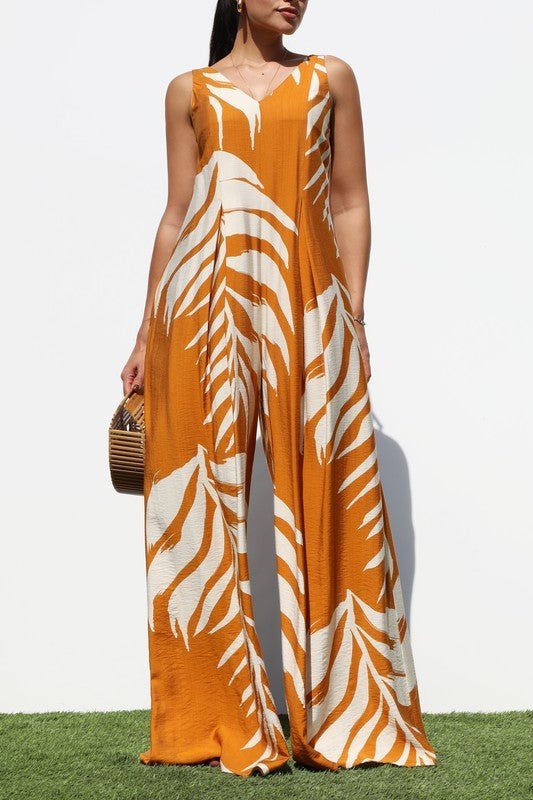 Serenity Floral Jumpsuit (orange) - Brina Girlz Kloset
